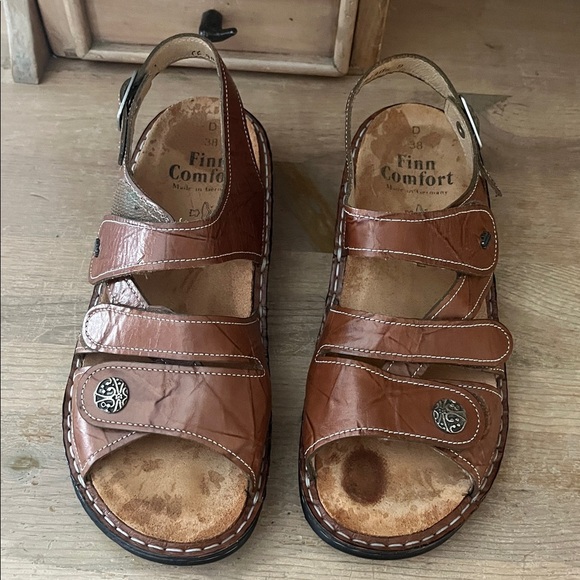 Finn Comfort Gomera-S Sandal size 38 D US 7.5 Wide Cognac Leather Footbed - Picture 3 of 12